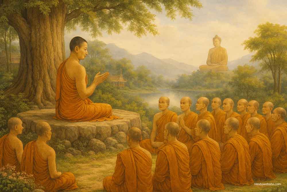 Buddha with Sangha, a community of monks