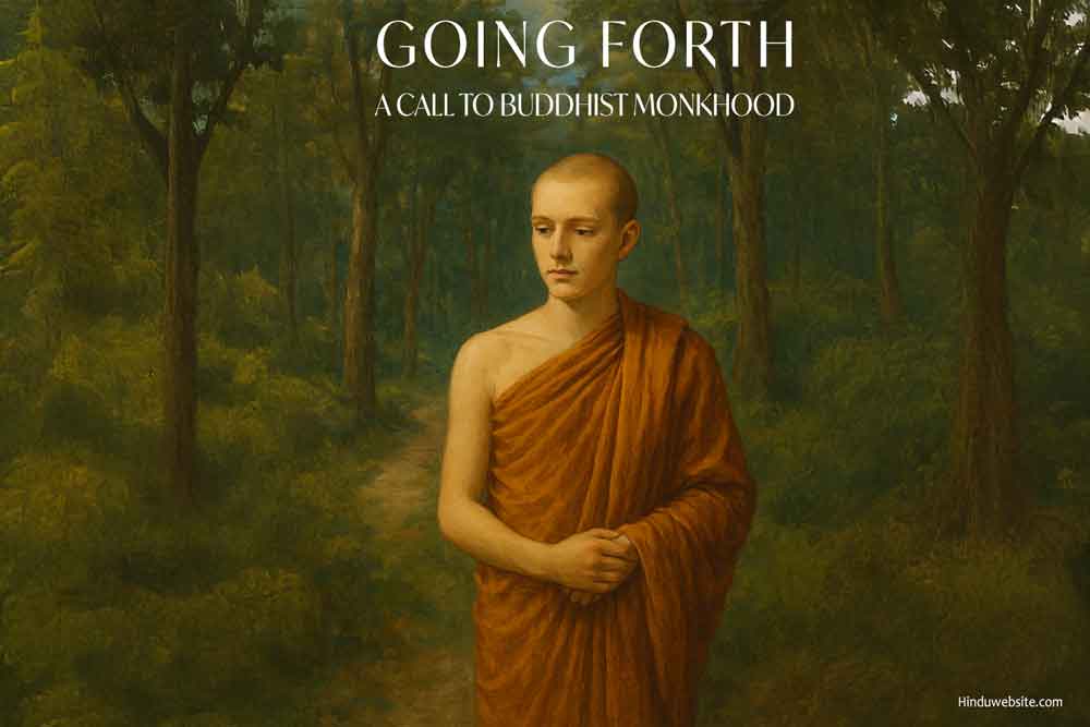 A monk in solitude in a forest