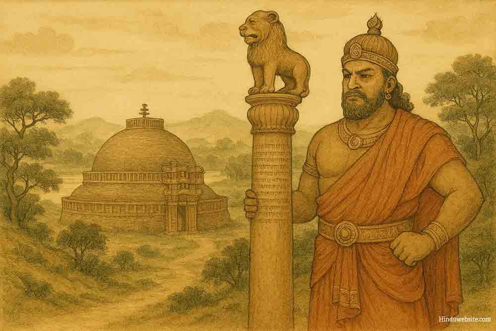 An imaginary artistic drawing of King Ashoka