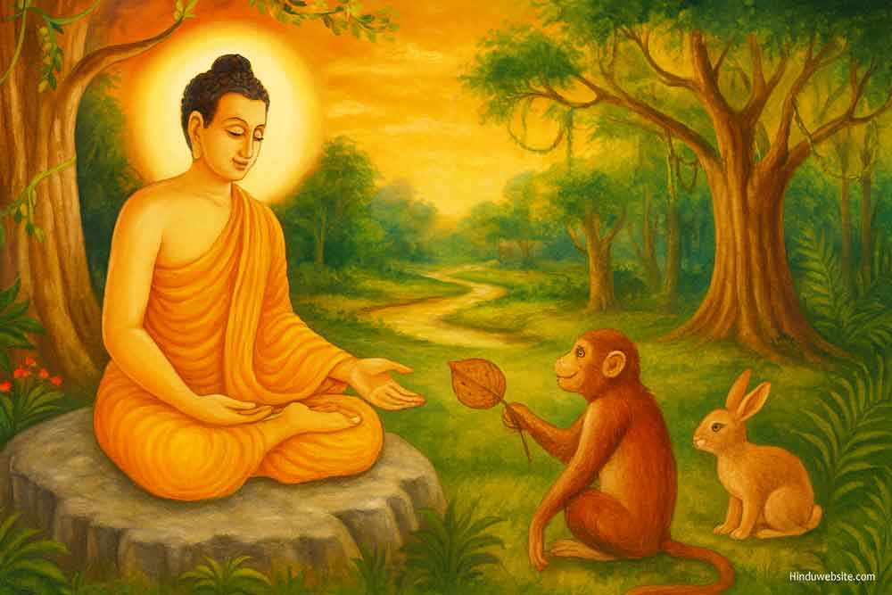 The Buddha practicing metta towards animals