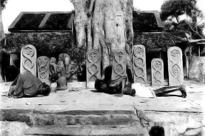 Praying for Offspring before Lingam, Snake-Stones, and Figure of Ganēsa.